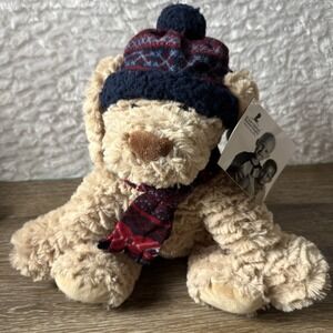 GT Gentle Treasures Tan Curly Puppy Dog HAT SCARF 12" Plush stuffed St Jude